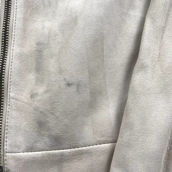 Madewell Jacket Women Size 10 Beige Suede Moto Zip Up Crop 90s NWT FLAW NO887 - Picture 10 of 16